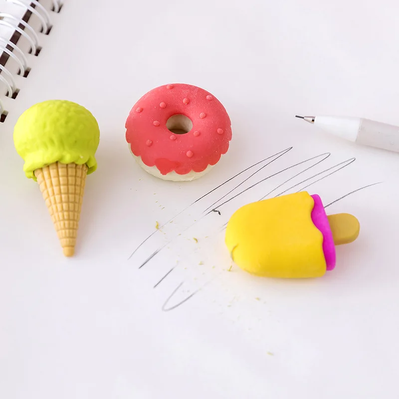 Набор ластиков 4 шт. Yummy десертный карандаш ластик мини леденец мороженое пончики