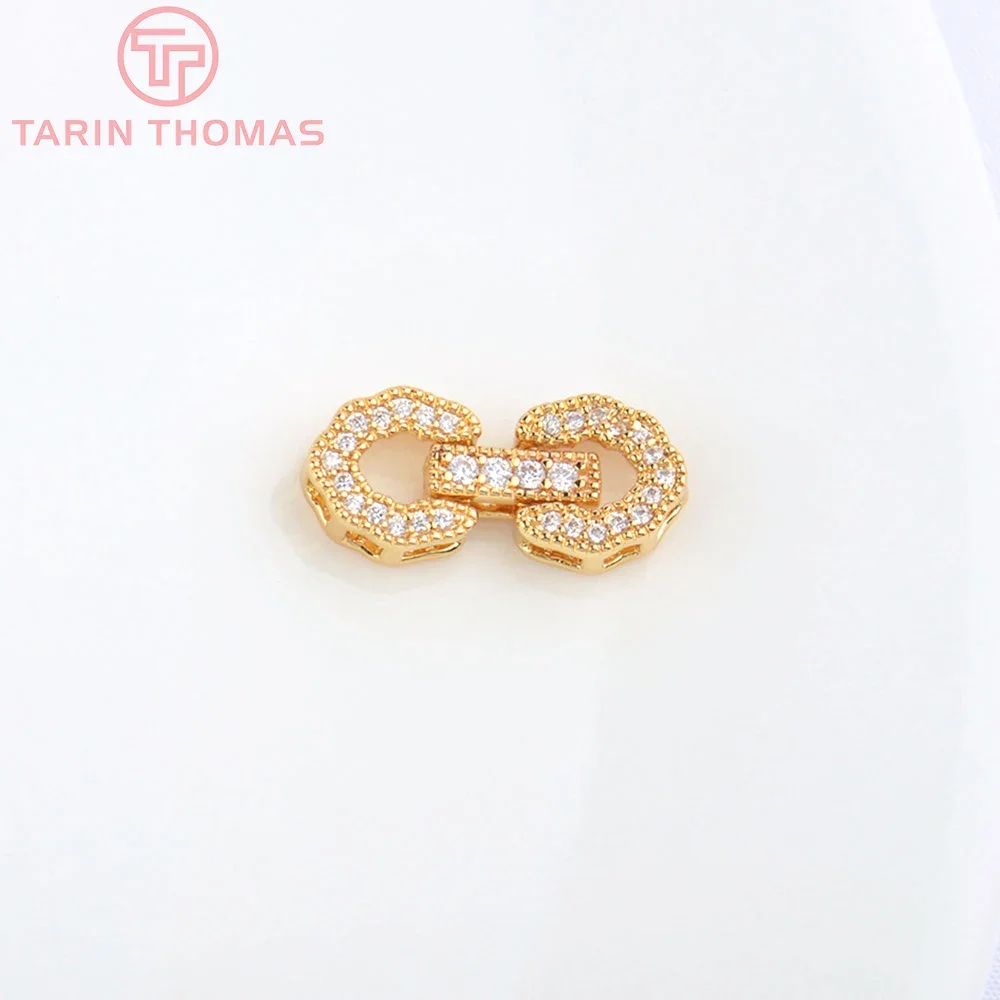 Латунные соединительные застежки для браслета и ожерелья с цирконом 4 шт. 8x5063 мм 24