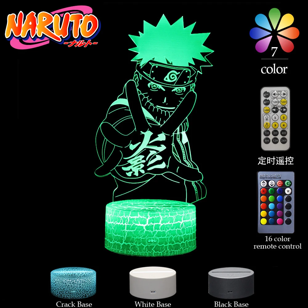 Anime Naruto Uchiha Sasuke Uchiha Sasuke luce notturna 3d luce modellante luce LED lampada da scrivania USB giocattoli per bambini regalo di compleanno