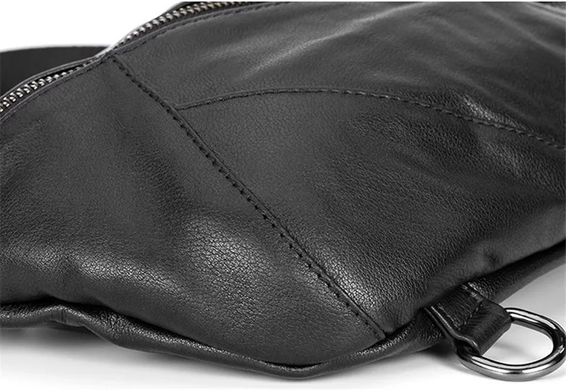 Casual splicing high quality genuine leather men's chest bag fashion designer natural cowhide black shoulder messenger bag