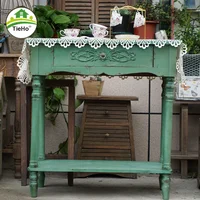 French Country Retro Console Table Solid Wood Gardening Outdoor Side Table Living Room Vintage Drawer Console Table Furniture