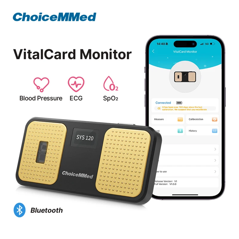 Фото Монитор VitalCard ChoiceMMed, перезаряжаемый палец, измерение артериального давления, ЭКГ, поддержка кислорода в крови, Bluetooth Connect Phone №1