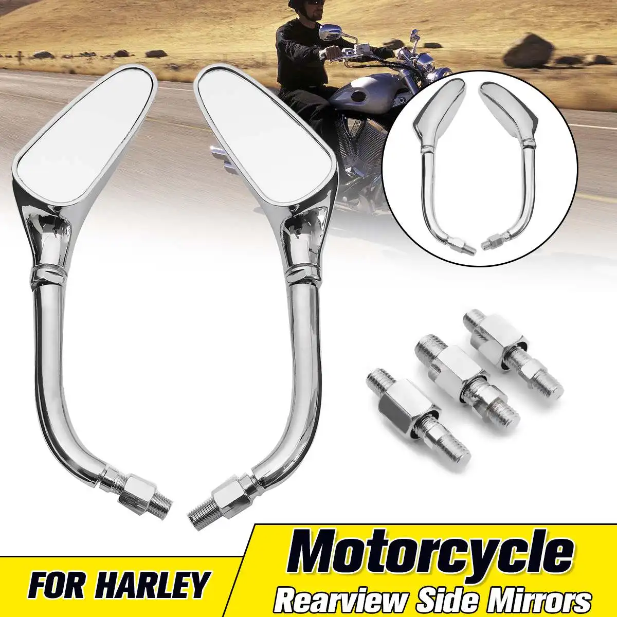

2 шт. для Davidson 1200 Iron 883 для Honda/Kawasaki/Suzuki/Yamaha Chrome мотоциклетные боковые зеркала заднего вида хромированные аксессуары