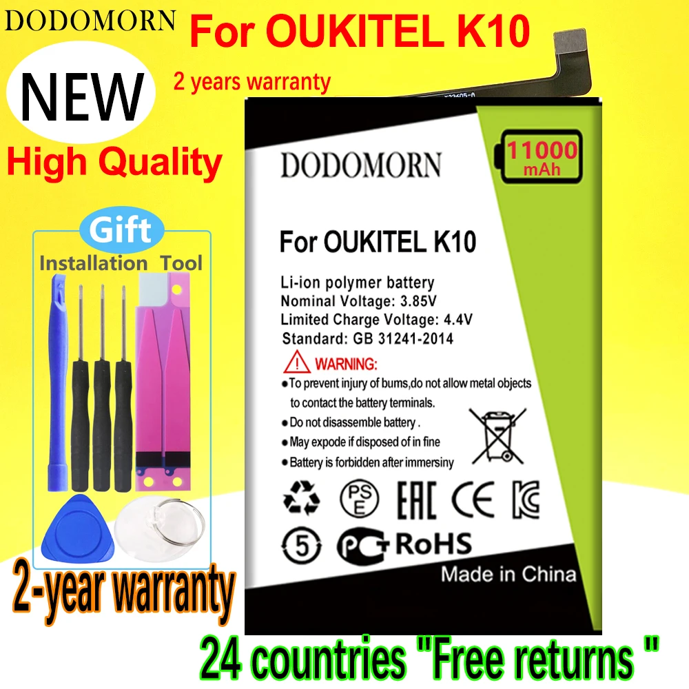 

DODOMORN 11000mAh Battery For OUKITEL K10 Mobile Phone In Stock Phone High Quality +Tracking Number