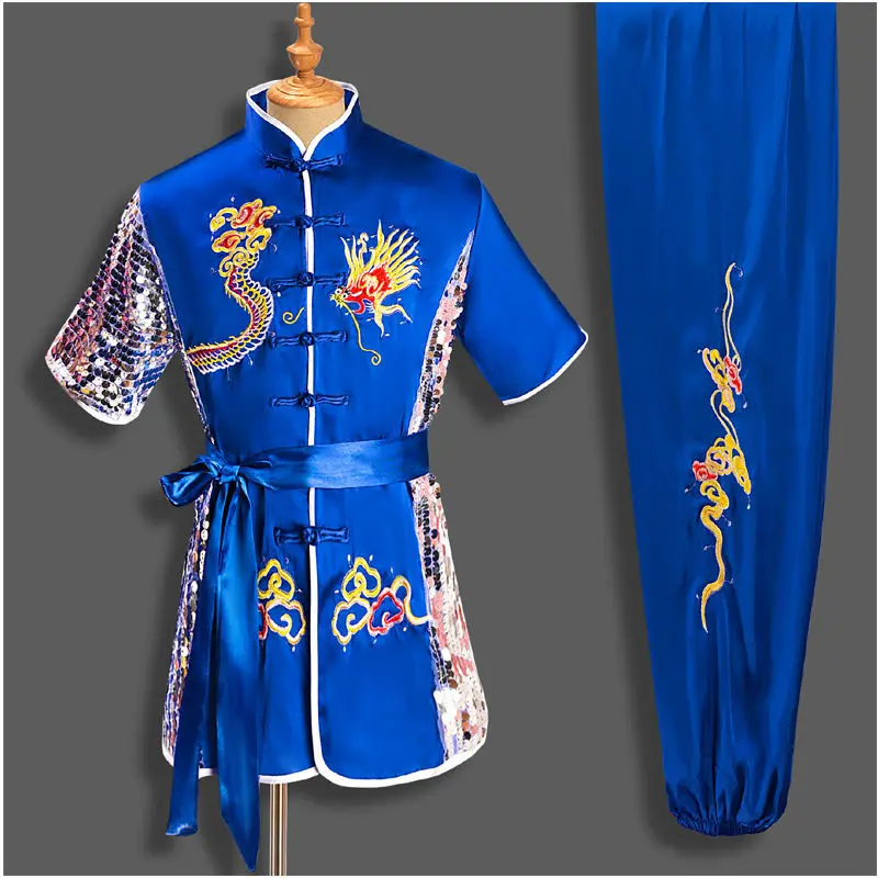 Фото Мужская и женская Китайская традиционная форма Dragon Wushu, комплект одежды кунг-фу, униформа для боевых искусств, Тай Чи, одежда, Taoist, Shaolin №4