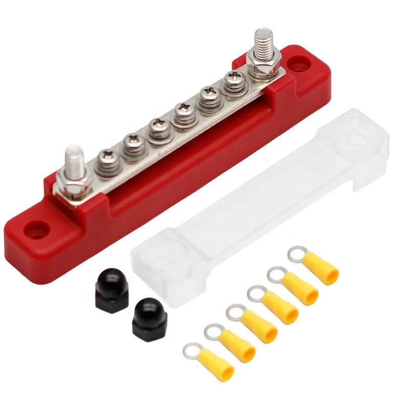 8-Gang BusBar with Cover 6 Terminal Bus Bar 150 A with Cover Power Distribution Terminal Block