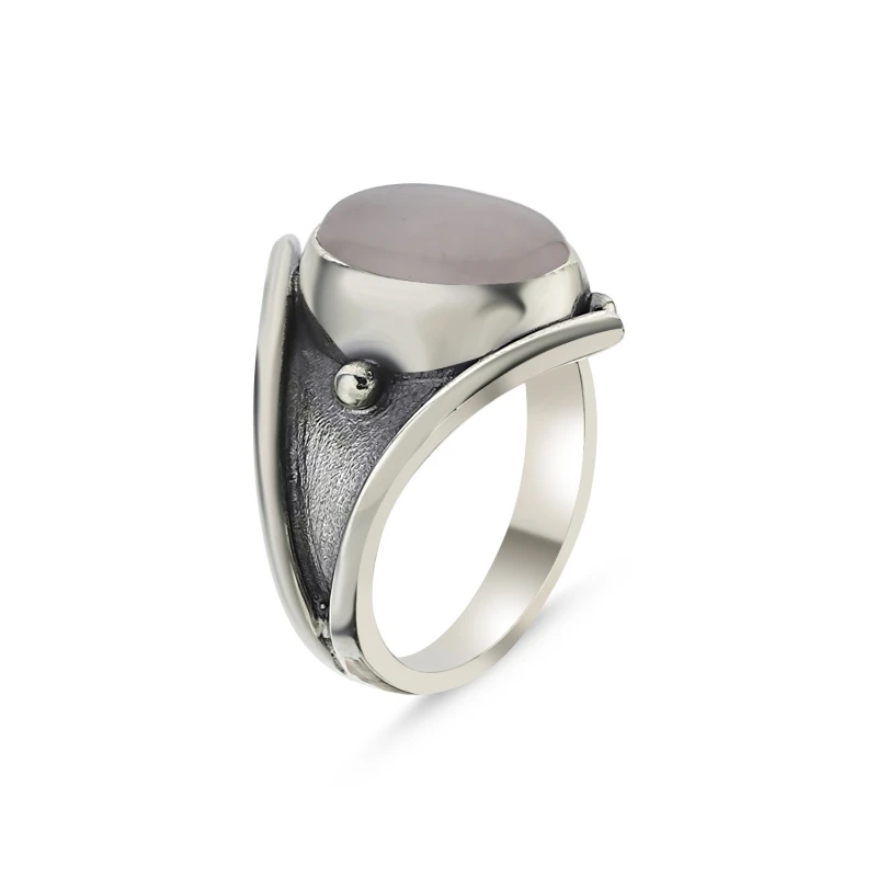 Серебро 925 пробы розовый кварцевый камень ручной работы кольцо | Украшения и