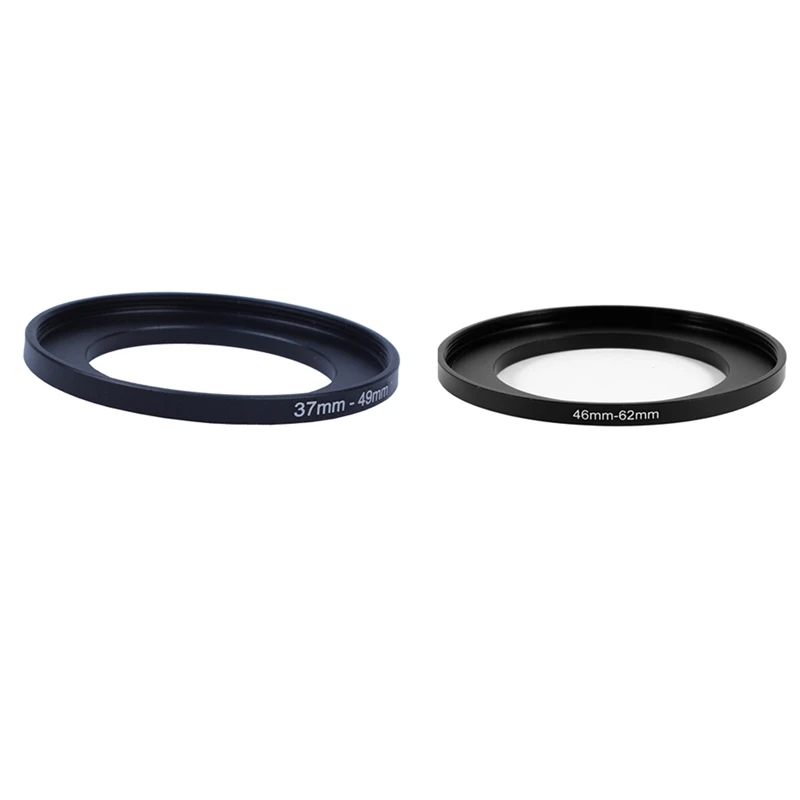 

2 Pcs Camera Parts Lens Filter Step Up Ring Adapter Black, 46Mm-62Mm & 37Mm-49Mm