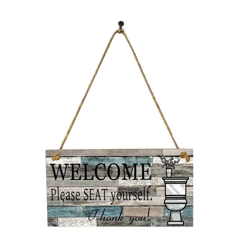 

Деревянная доска в ванную комнату, пожалуйста, присесть, добро пожаловать, висячий настенный художественный знак, Декор для дома, туалета, фермерский Декор