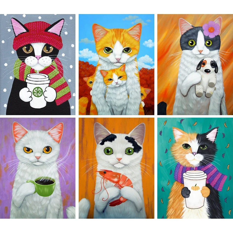 

5D DIY Cartoon Animal Cat Diamond Painting Full /Round Drill Embroidery Cross Stitch Mosaic Craft Home Decor Holiday Gift