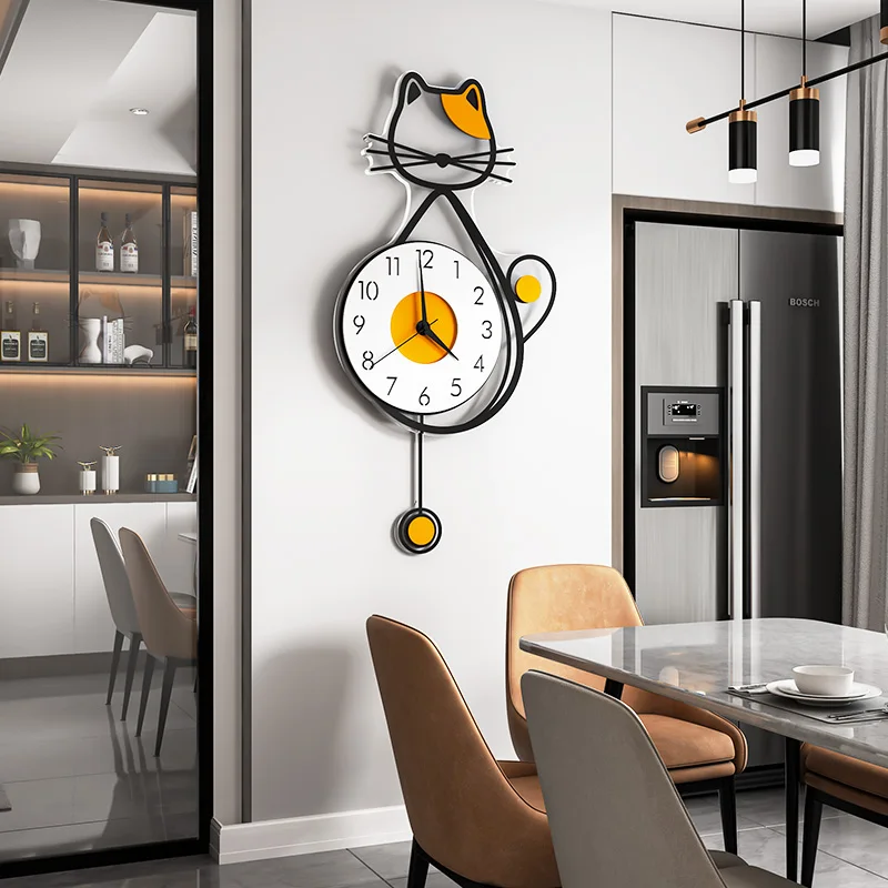 Настенные часы с изображением котенка простые скандинавские невероятно узкие