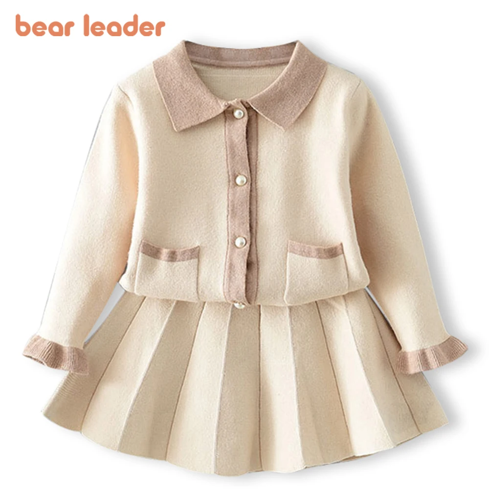 

Bear Leader/Детские Рождественские милые вязаные костюмы; Клетчатые свитера для маленьких девочек; Пальто; Платье на подтяжках; Набор одежды для ...