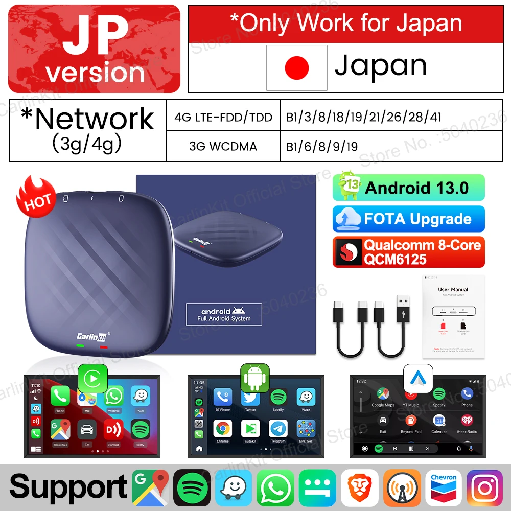 

CarlinKit CarPlay Ai Box Android 13 Plus QCM6125 8-ядерный беспроводной Android Auto и CarPlay Автомобильный USB-адаптер Обновление FOTA для OEM-проводного CarPlay или Android Auto Car Для Netflix IPTV