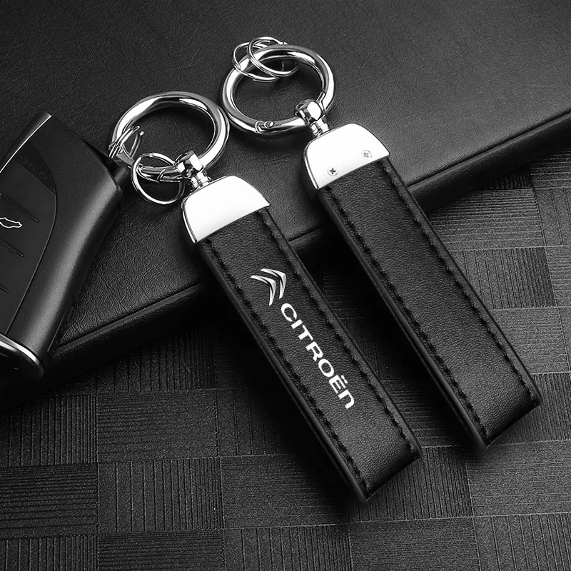

Car Logo Keyring Leather Metal Keychain Decoration For Citroen C4 C3 C5 C1 Berlingo Celysee Cactus Picasso Aircross Saxo Grand