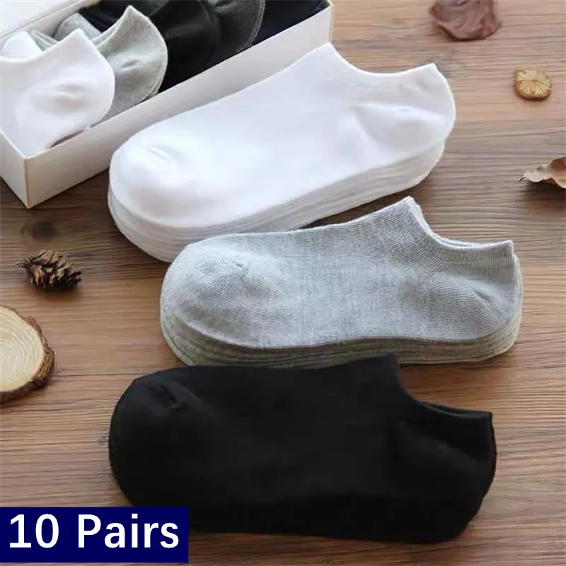 10pairs/lot Men's Socks Cotton Large Size 38-44 High Quality Fabric Invisible Socks Casual Breathable Shallow Mouth Boat Socks