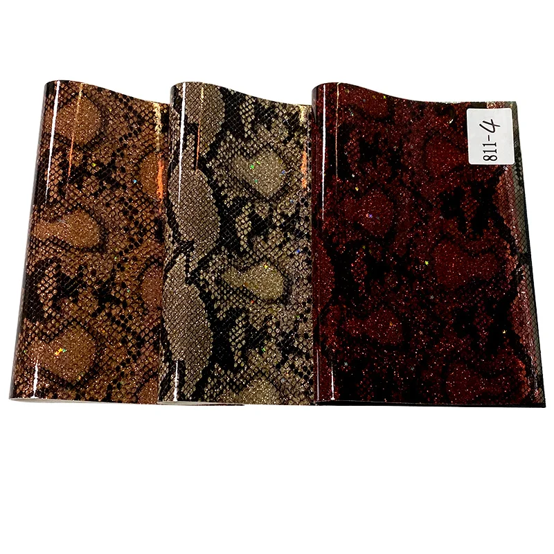

XHT-811 Snake Skin with Colorful Star Sequin Glossy Smooth PU Faux Leather Fabric Roll Materials for Shoe/Bag/Clothing Making