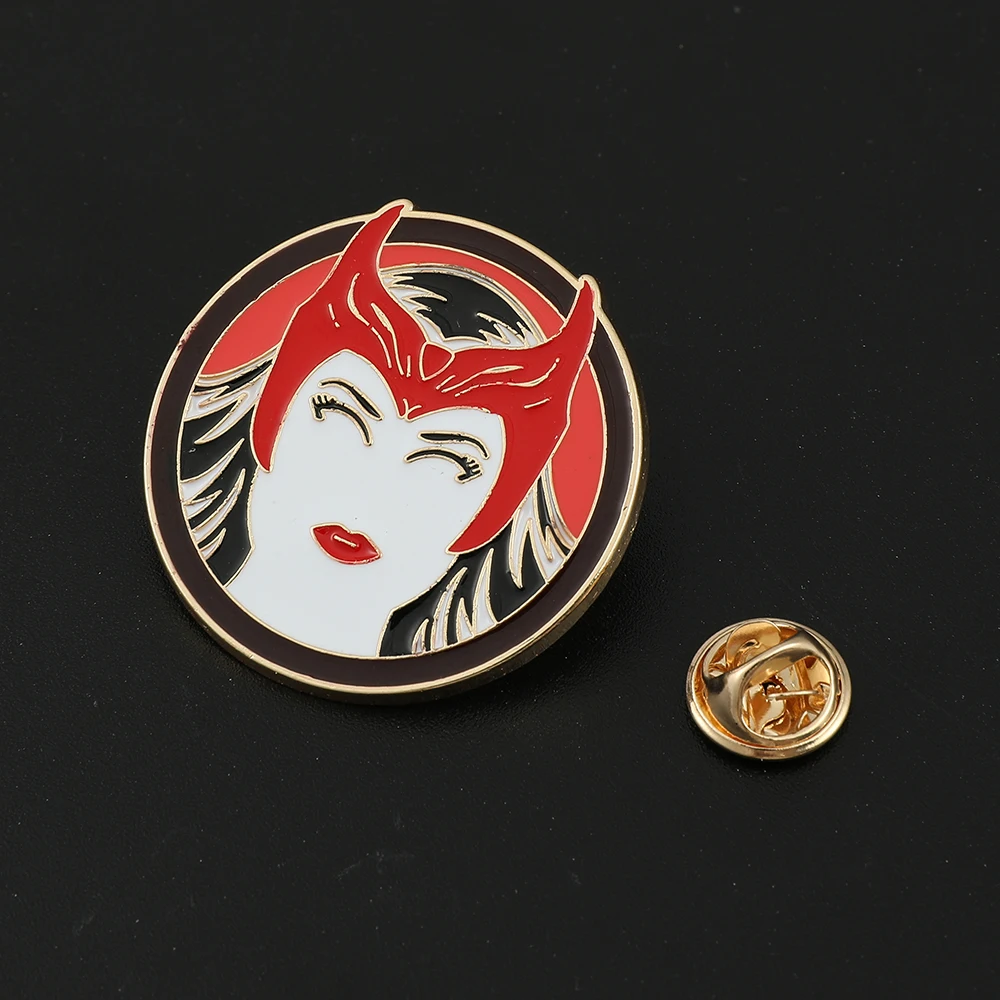 

Disney Marvel Superhero Scarlet Witch Badge Wanda Maximoff Pin Jewelry Gift Cute Enamel Brooches Backpack Accessories For Women