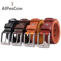 100 cowhide classic men genuine leather belts with pin buckle