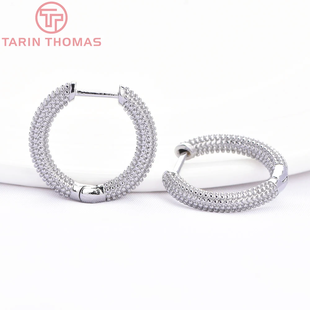 Латунные круглые серьги-кольца с застежкой 6 шт