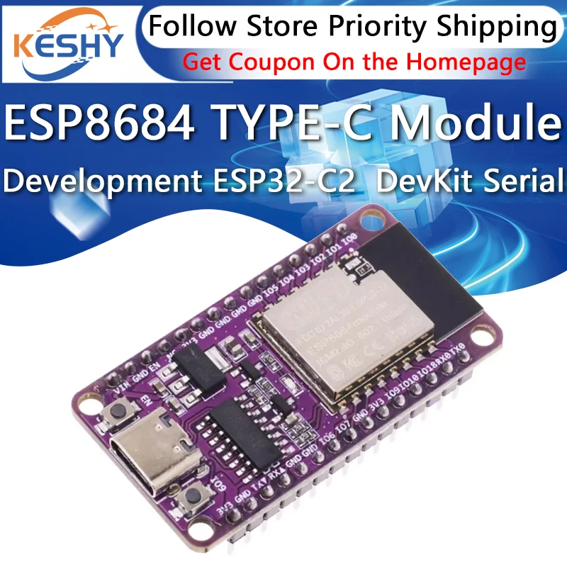 Плата разработки ESP8684 TYPE-C USB ESP32-C2 ESPC2-12 DevKit Serial CH340 Wi-Fi + Bluetooth двухъядерный модуль
