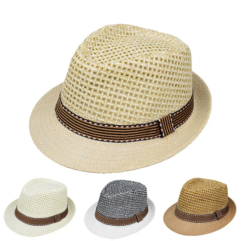 

Mesh Breathable Short Brim Sun Protection Men Beach Hat Unisex Spring Summer Shade Women Straw Hat Jazz Cap