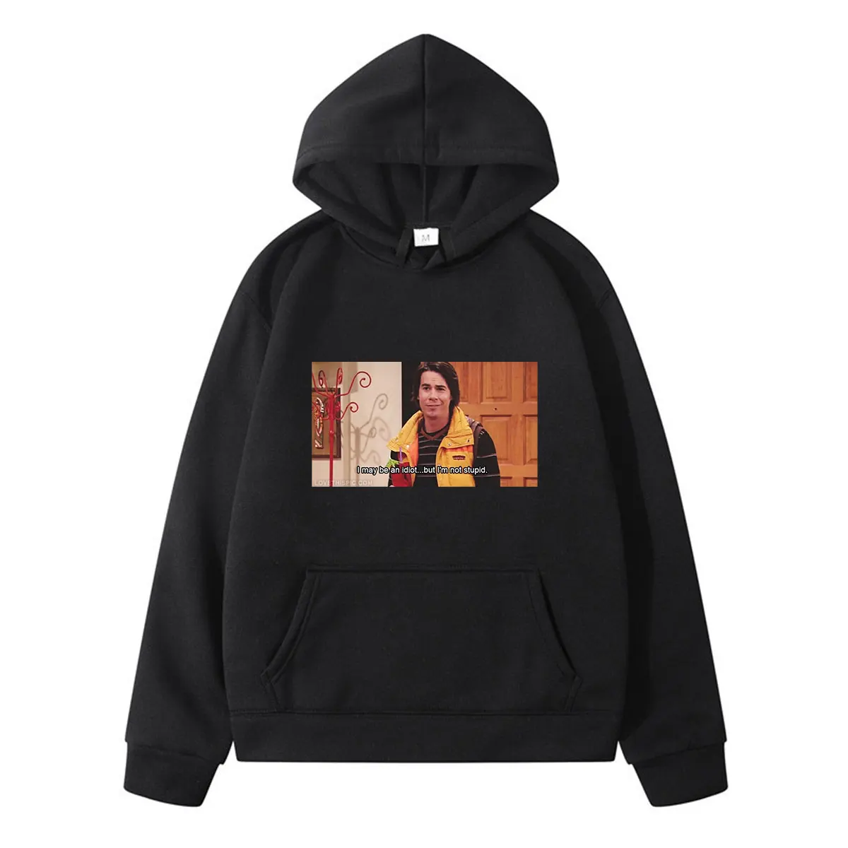 

I May Be An Idiot But Im Not Stupid Classic Fashion Print Winter Long-sleeved Thick Loose Simple Unisex Hoodie High Street Style