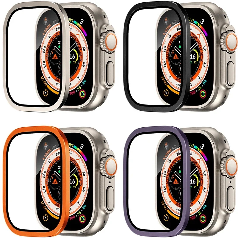 Закаленное стекло HD + титановая рамка для Apple Watch Ultra 3/2/1 защита экрана 49 мм легкое