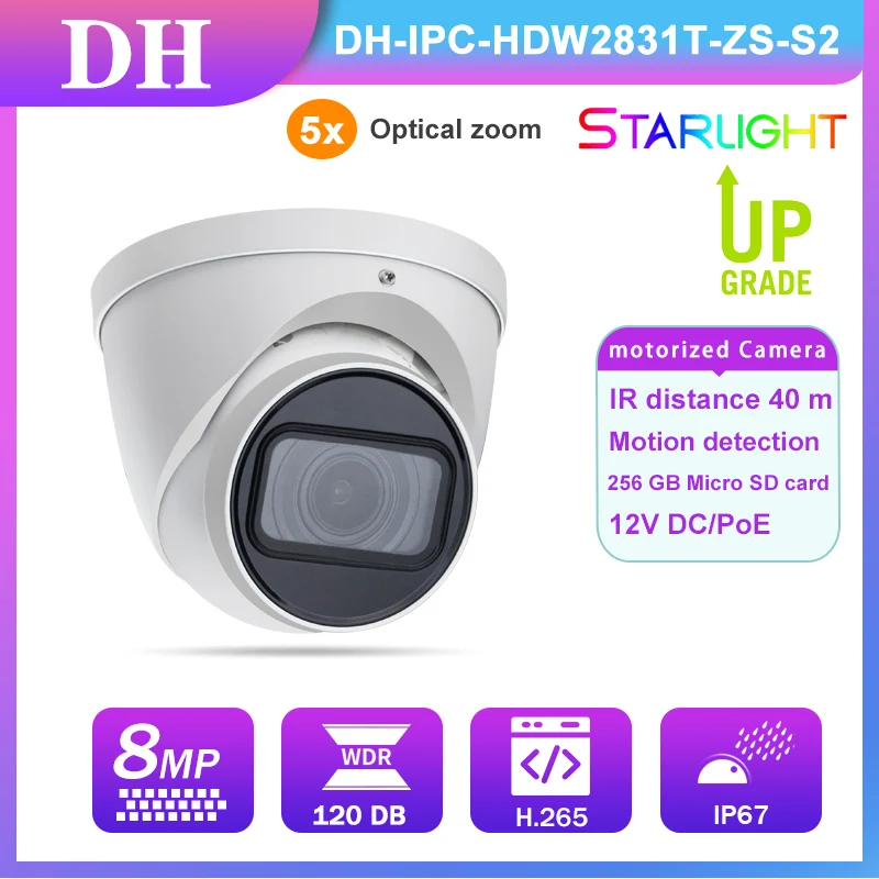 

IP-камера видеонаблюдения DH Starlight, 8 Мп, PoE
