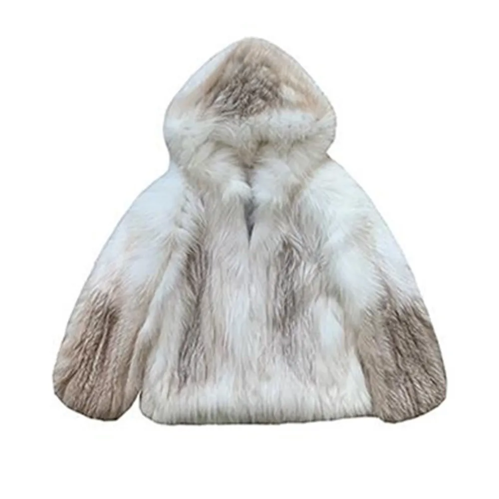 Elegant Ladies Natural Real Fur Coat Fashion Winter Women Hooded Fox Fur Coat Authentic Fur Fox Jacket Cropped Hooded Jacket