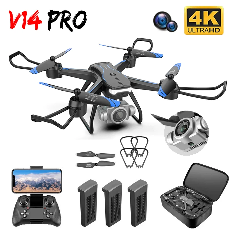 

New V14 RC Mini Drone 6K HD Dual-Camera Long-Endurance WIFI FPV Aerial Photography Helicopter Boy's Electric Toy Gift
