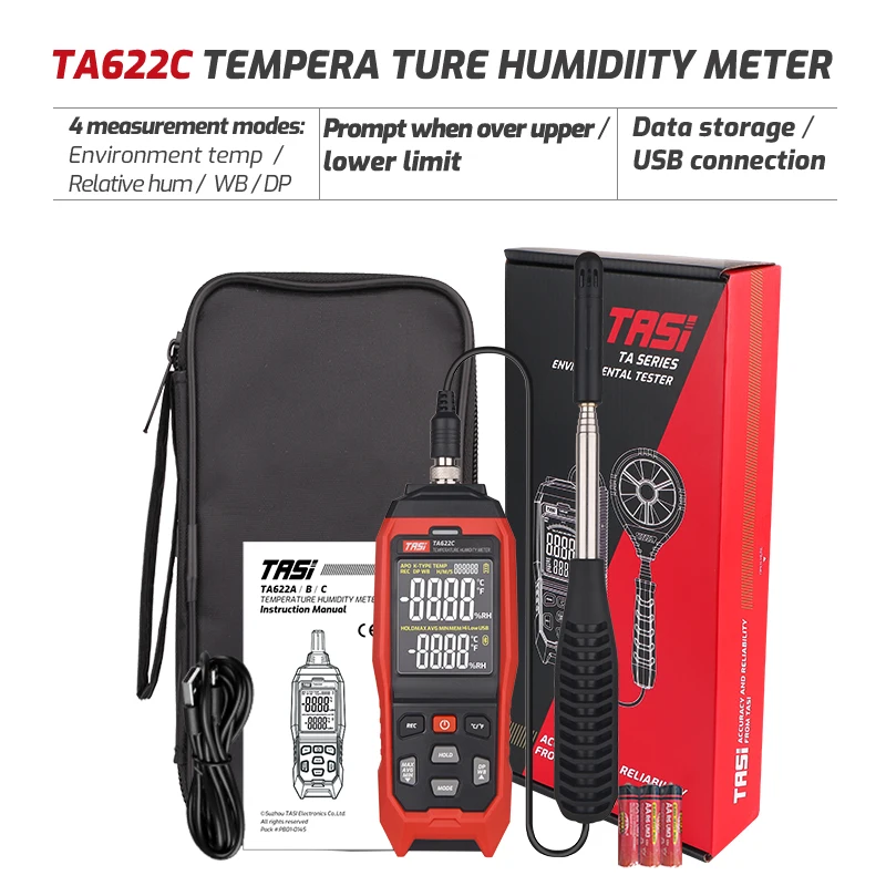 

Цифровой измеритель температуры и влажности TASI TA622A TA622B, высокоточный гигротермограф с ручкой, гигрометр