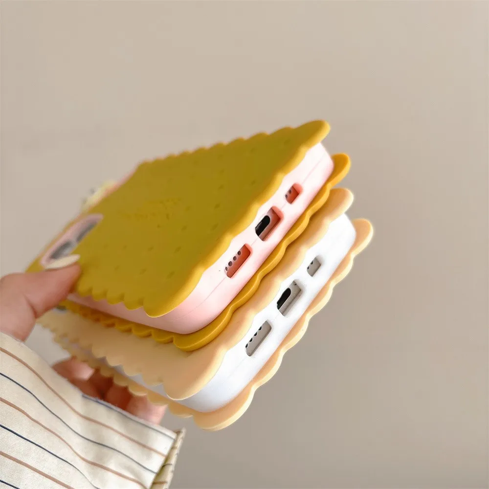 Sandwich Rilakkuma Bear Biscuit phone case For iPhone 15 Pro Max 14 Plus 13 12 11 Soft Silicone Cover