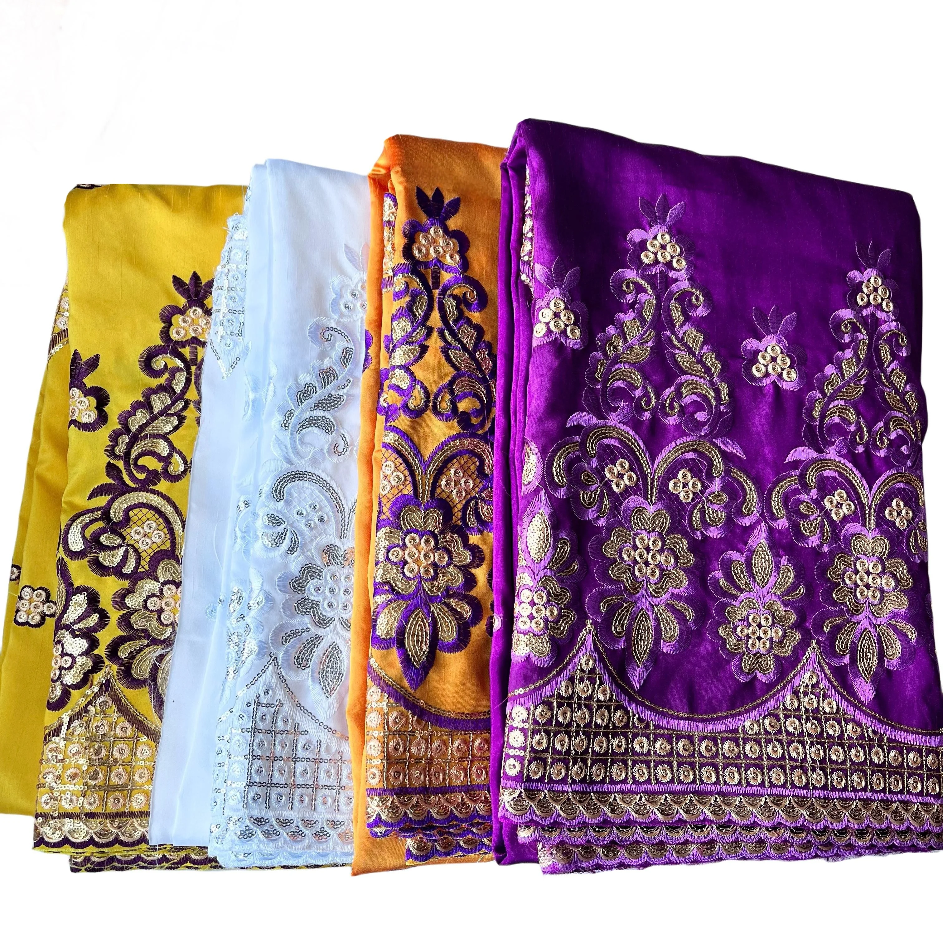 YQOINFKS новая вышивка Джордж кружевная ткань белое свадебное платье блестки