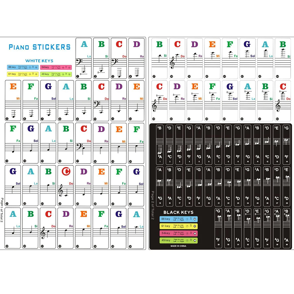 

49/54/61/88 цветов, наклейка на клавиатуру, электронная клавиатура, клавиатура, пианино, стикер, символ для белой клавиши