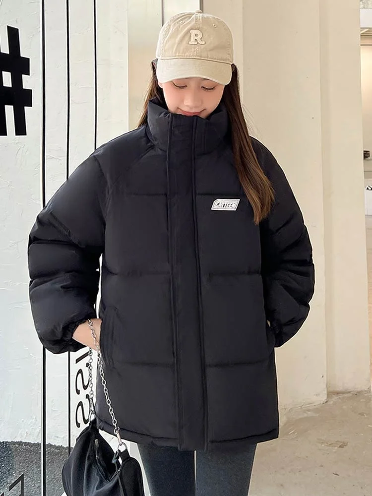 2022 Women's Oversized Jacket Blue Parka Outwear Stand Collar Short Winter Women Clothes Warm Streetwear Female Coat