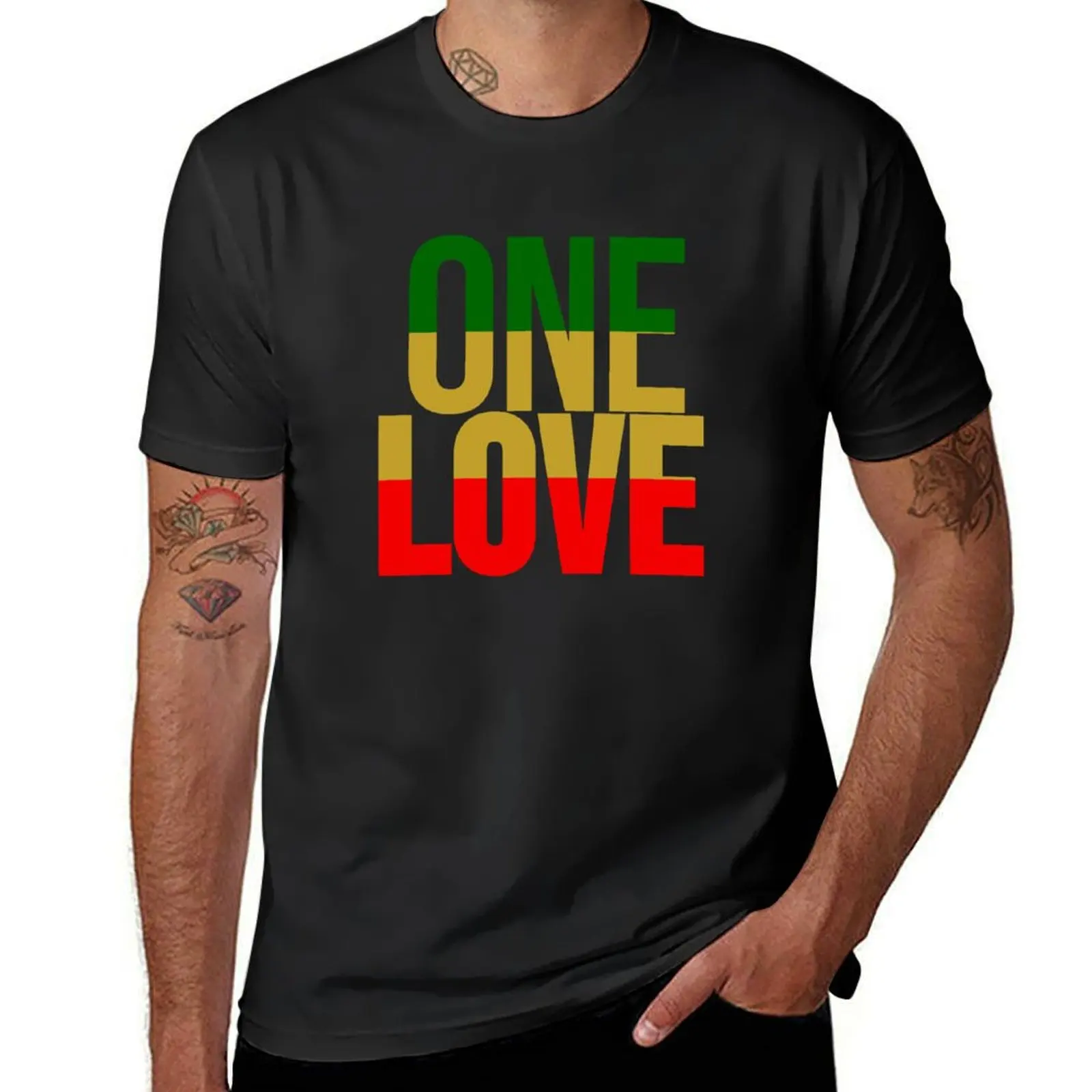 Футболка Rasta Colors One Love Мужская эстетическая одежда корейская мода