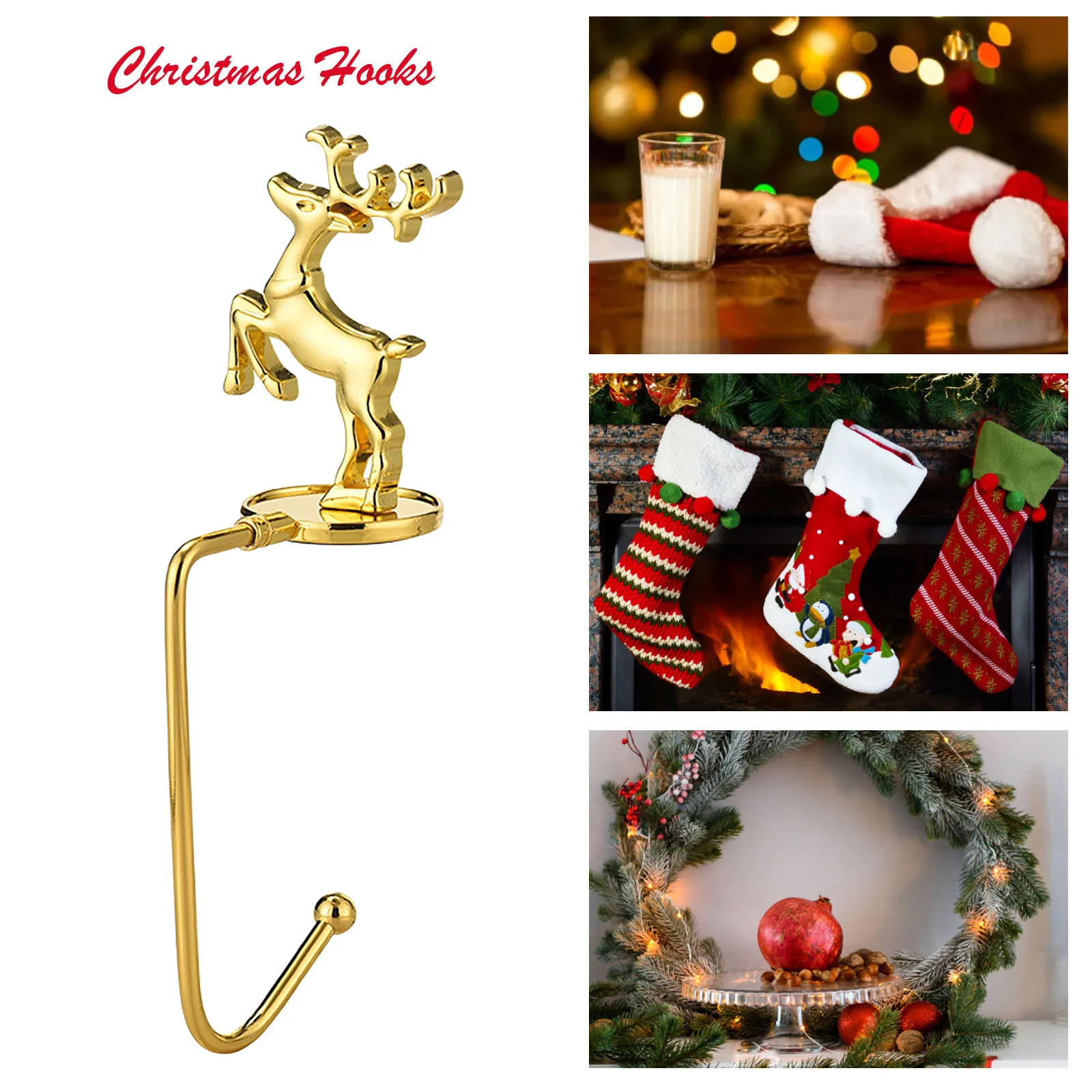 

Non Slip Fireplace Christmas Stocking Holder Snowflake Hooks For Home Window Decoration Materials Stainless Steel 17x7cm
