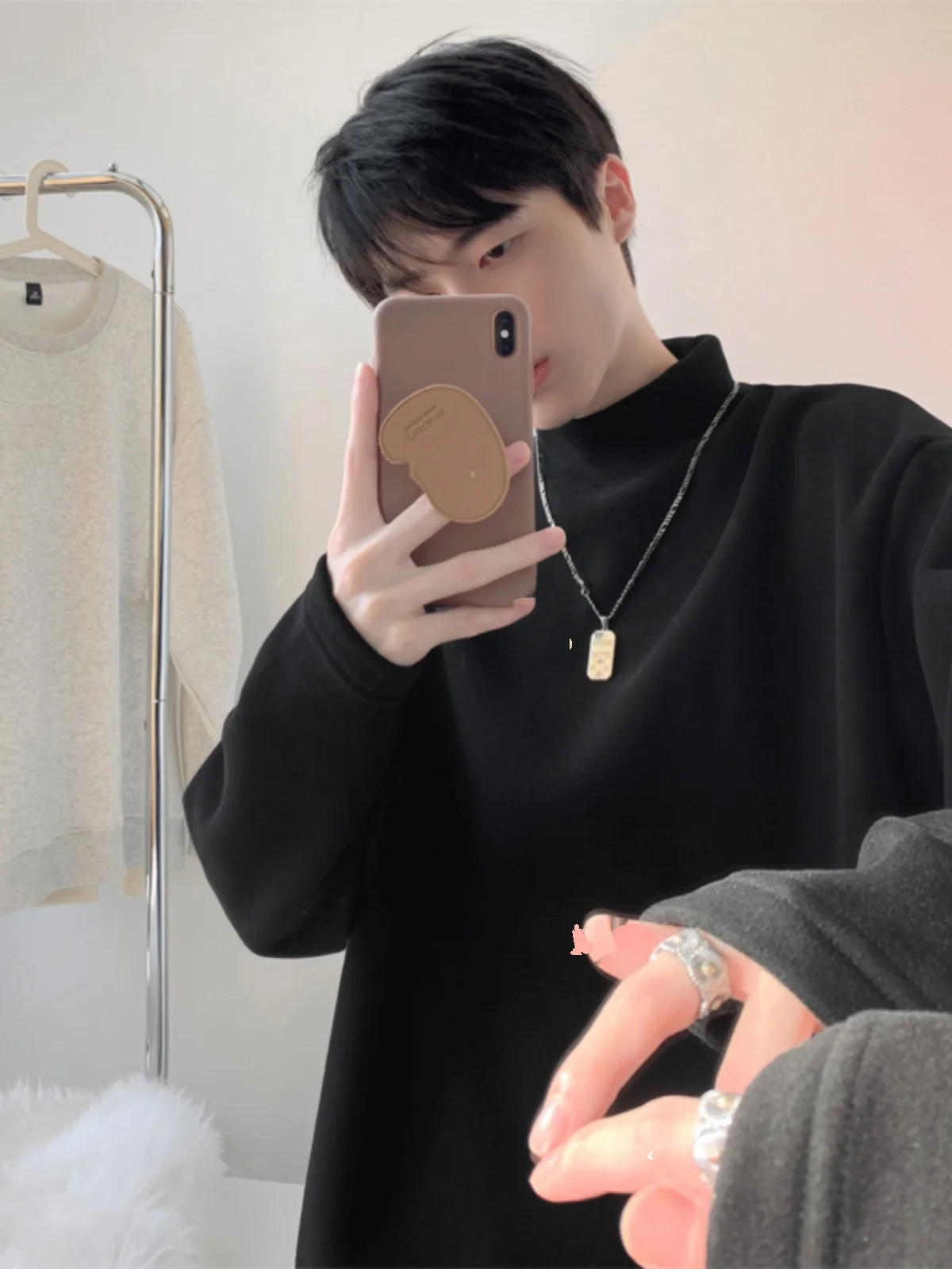 Dralon Long sleeves Shirt Men's Autumn and Winter 2024 New Half-high Collar Inner wear Bottoming Thickened Warm ...