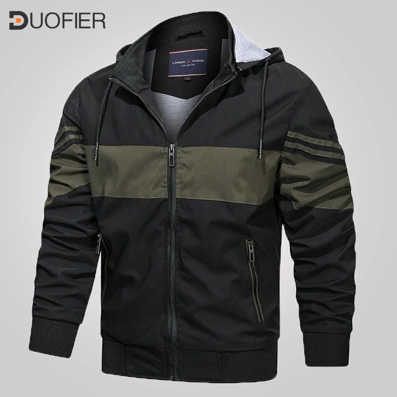 

2023 Spring Jacket Men Casual Waterproof Hooded Breathable Coat Outwear Male Patchwork Comfortable Baseball Clothing Size 3XL