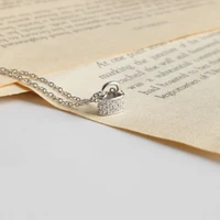 xt162 korean sterling silver necklace simple micro set diamond mini lock pendant necklace schoolgirl silver chain ornament
