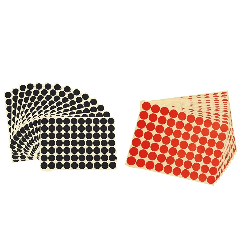 

2 Set 19Mm Circles Round Code Stickers Self Adhesive Sticky Labels, Black & Red