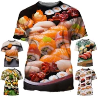 new 3d printed t shirt sushi fish tasty food pattern men ladies kids breathable lightweight summer sports tops