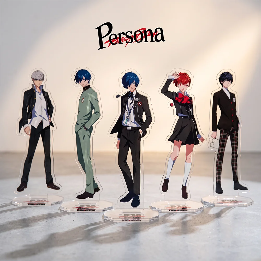 Фото Новинка 2026: Акриловая двусторонняя подставка-брелок Game Persona 30th, 15 см, с персонажами аниме (Джокер, Макото, Юки, Ю), декор для книжной полки, подарки №1