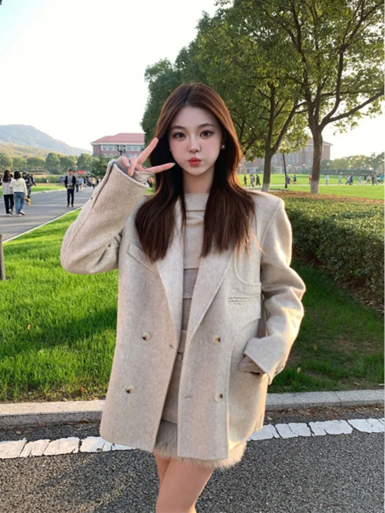 Корейская серия элегантный изысканный двусторонний плюшевый изящный костюм