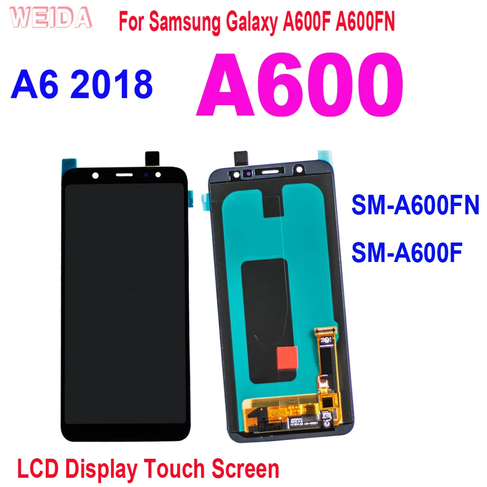 ЖК-дисплей 5,6 дюймов с органическим светодиодом TFT для Samsung Galaxy A6 2018 A600 A600F A600FN, ЖК-дисплей с сенсорным экраном и дигитайзером в сборе для Samsung A600 LCD