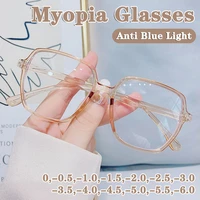 0 5 to 6 0 women myopia glasses large frame korean transparent pink frame glasses anti blue light nearsighted glasses