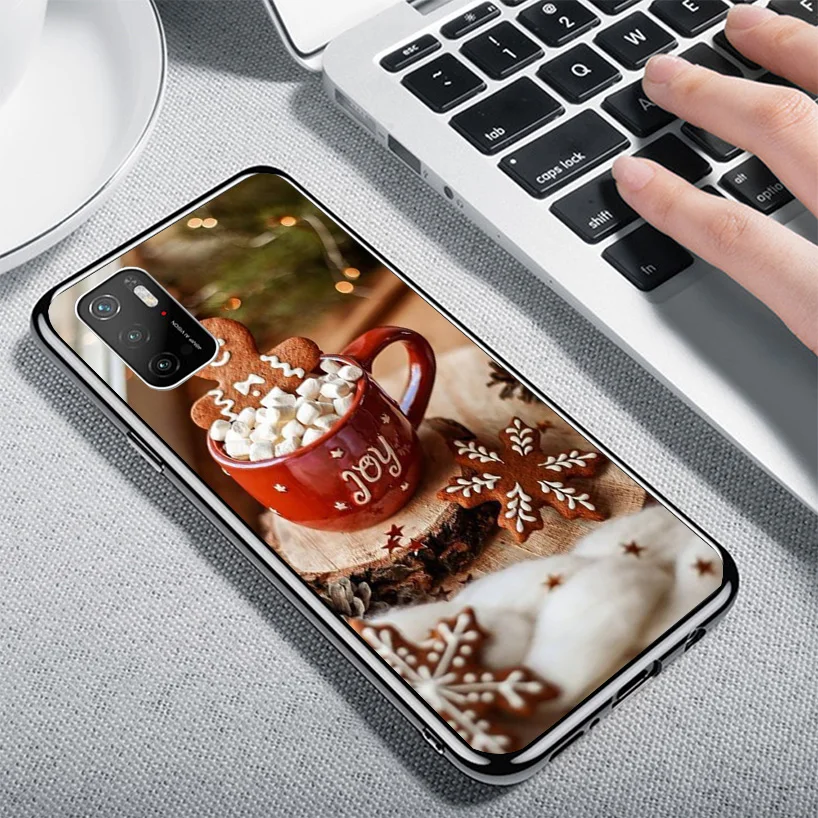 Зимний кофейный рождественский чехол для телефона Xiaomi Poco X6 X5 X4 X3 Nfc F6 F5 Pro F4 Gt F3 F2 F1