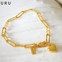trendy jewelry simply one layer chain bracelet popular style high quality brass metal sweet korean heart charm bracelet gifts