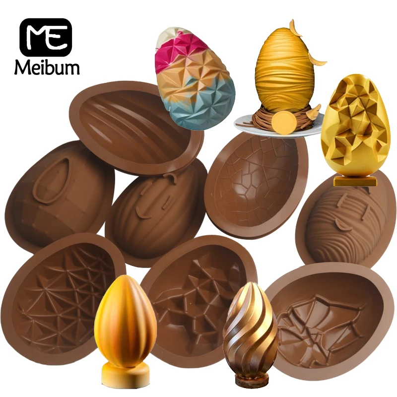 

Meibum 9 Styles Easter Eggs Chocolate Mold Silicone Birthday Surprise Cake Mould Dessert Decorating Tool Kitchen Pastry Bakeware