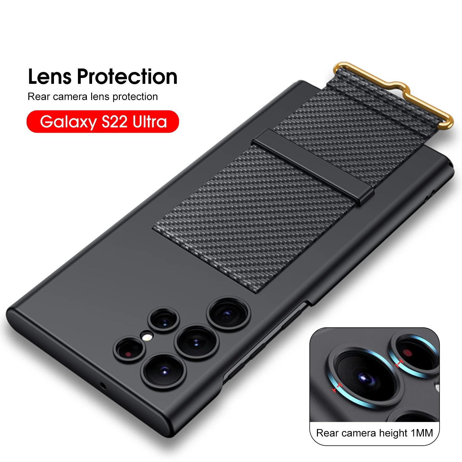 GKK Leather Wrist Strap Holder Cover For Samsung Galaxy S22 Plus Ultra Case Matte Plastic Protection For Galaxy S22 Ultra Cover